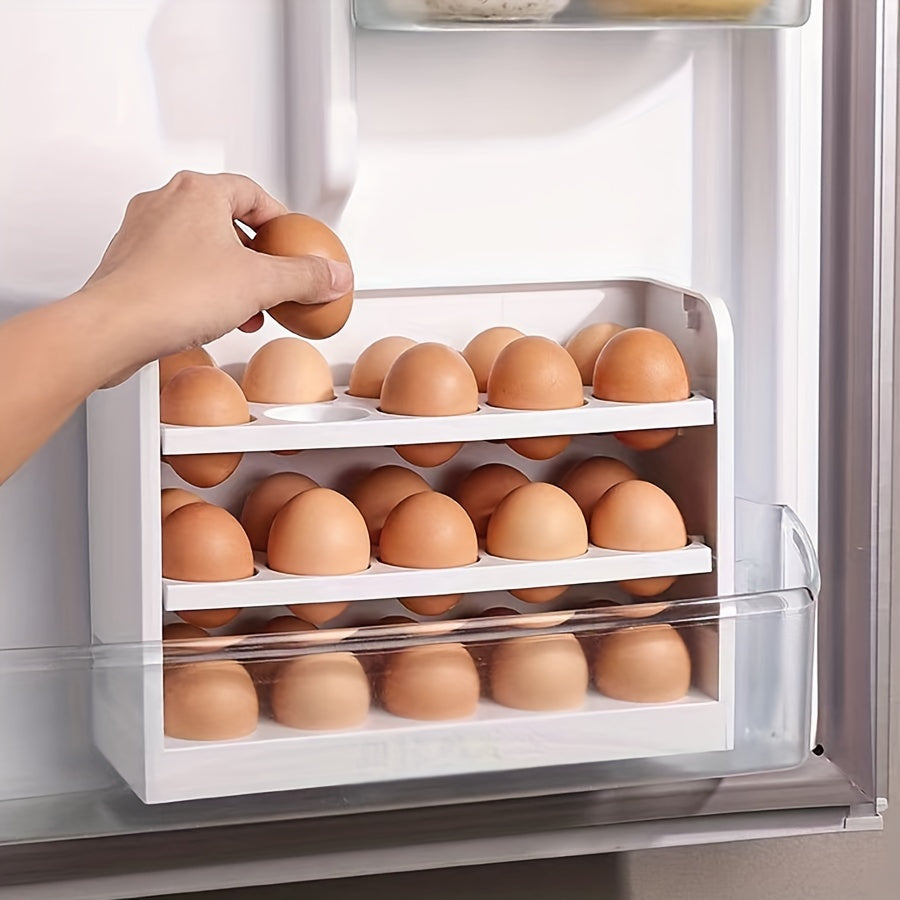 Large Capacity Plastic Egg Organizer for Refrigerator, 30 Egg Storage Box