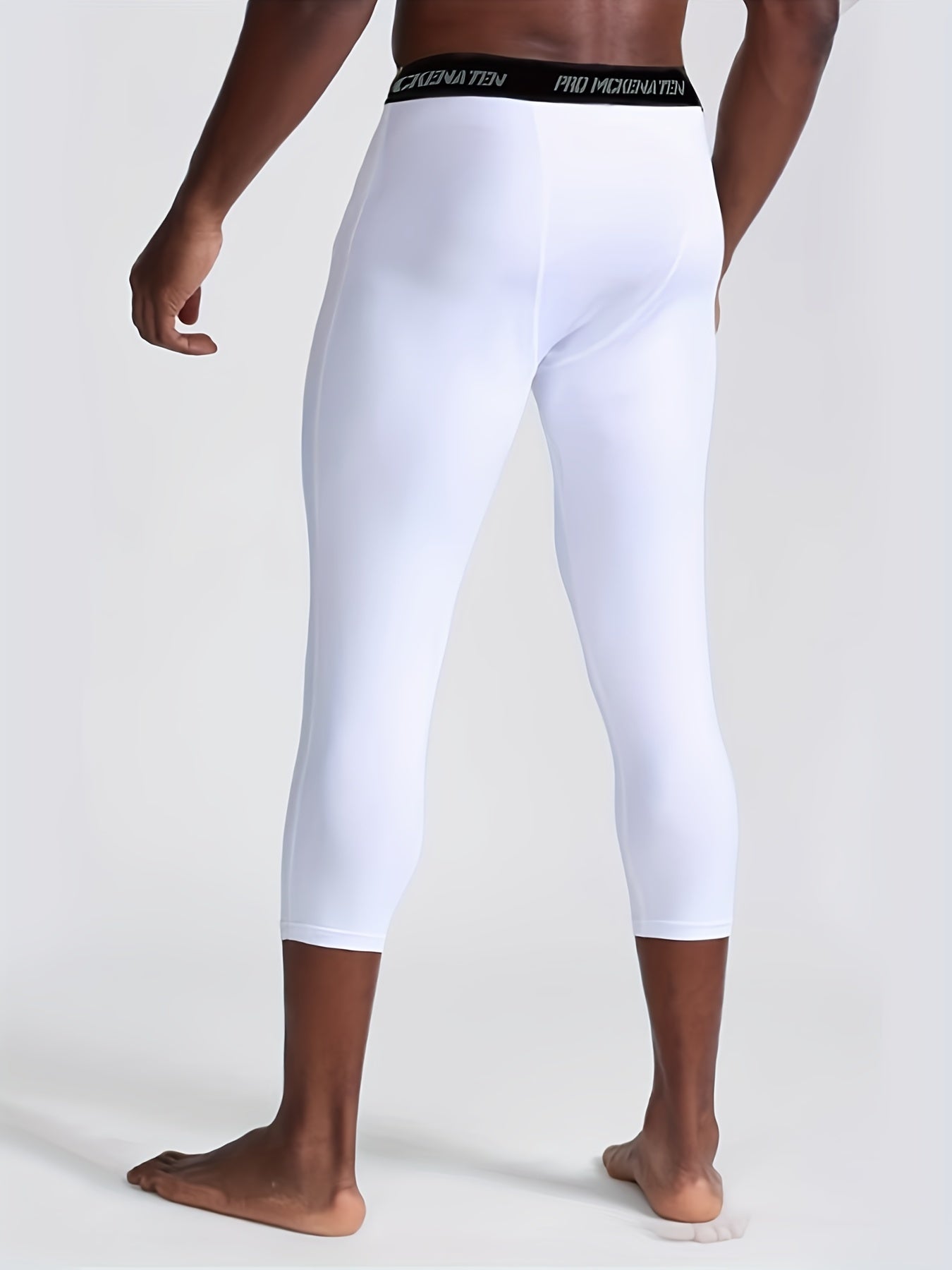 Men's Black Cropped Leggings High Elasticity Polyester Spandex Athletic Fit for Gym or Casual