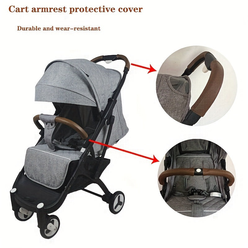 Protector de reposabrazos de cochecito de cuero sintético de PVC removible para seguridad