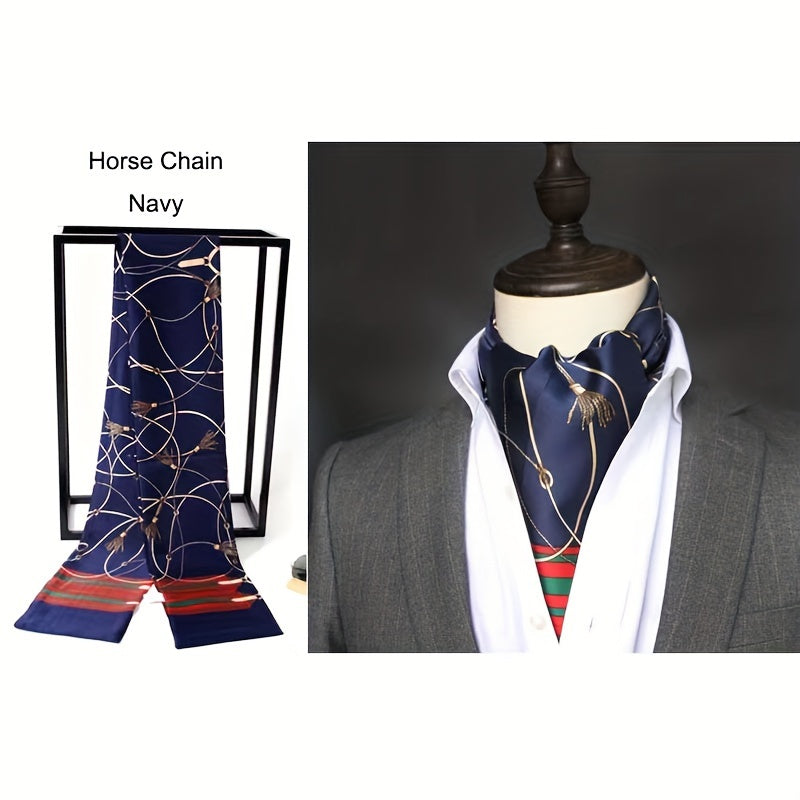 Men's Vintage Twill Scarf with Printed Double Layer for Business and Casual Wear