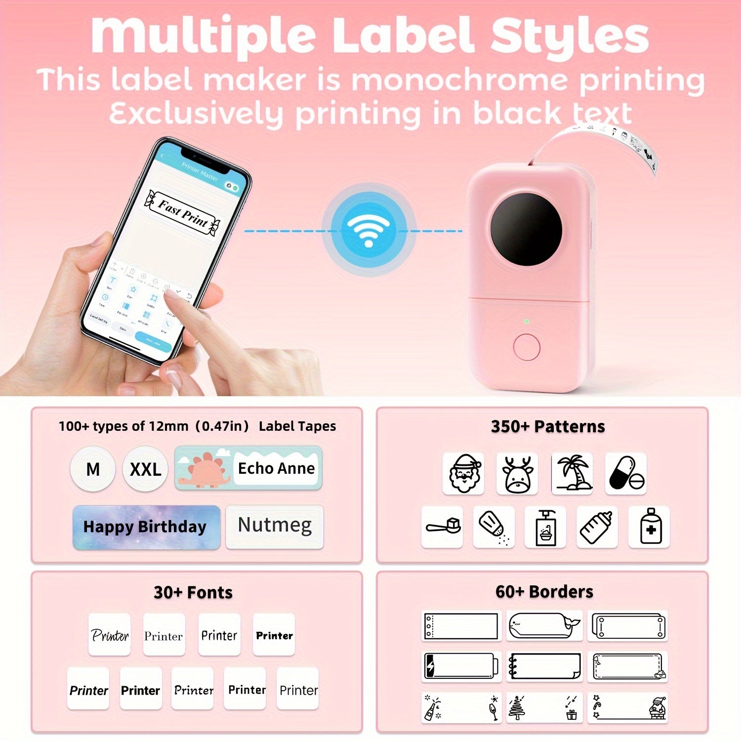 Mini Portable Thermal Label Maker for Jars, Kitchen, Clothes, Jewelry with Smartphone Compatibility