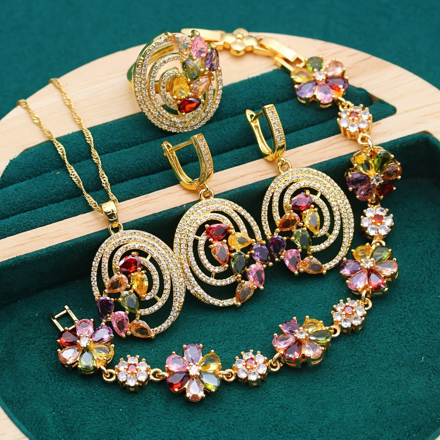 Women’s Cubic Zirconia Jewelry Set for Weddings and Parties