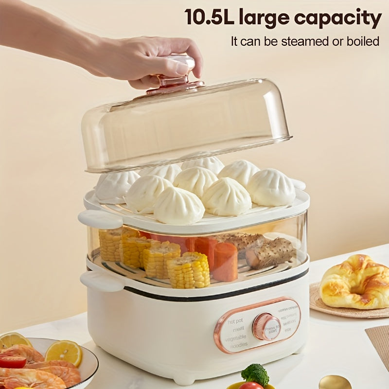 Two Tier Electric Food Steamer with Visualization Lids Stackable Baskets 9.5QT Hot Pot