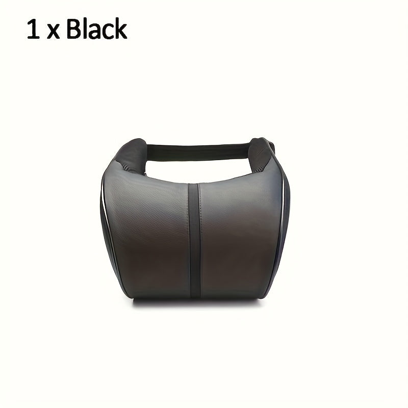 Car Headrest Pillow Leather Memory Foam Cushion Black Red Stitching