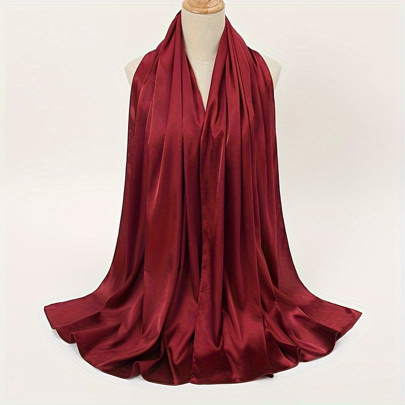 Solid Color Chiffon Shawl and Satin Hijab for Casual Outdoor Sun Protection