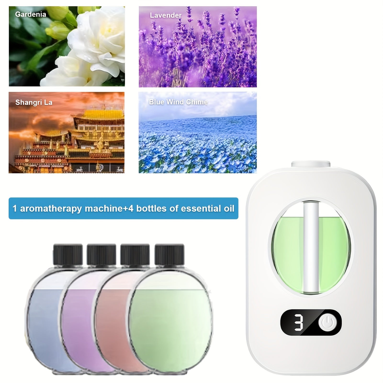 USB Rechargeable Aromatherapy Diffuser Humidifier with Nightlight for Rooms Office Bathroom