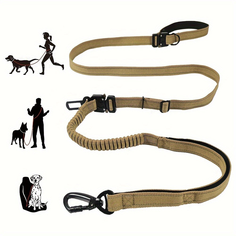 6-in-1 Hands-Free Dog Leash for Medium to Large Dogs 3.05m Striped Polyester Shock Absorbing Bungee