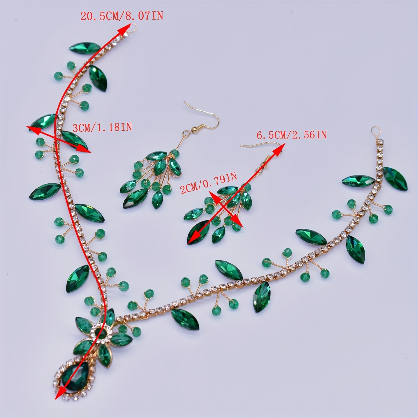 Set of Handmade Rhinestone Headbands with Artificial Crystals and Colorful Pendant Earrings