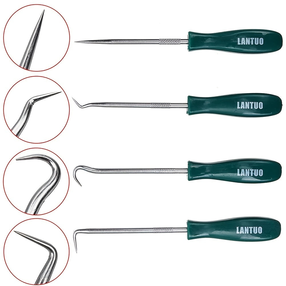 4-Pieces Insulated Pick and Hook Set Non-Slip Handle Automotive Repair Tools