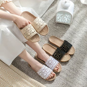 Ayollar uchun tilla bilan bezatilgan nafas oladigan, sirpanishga qarshi, ochiq barmoqli ichki poyabzal, oq, bej va qora