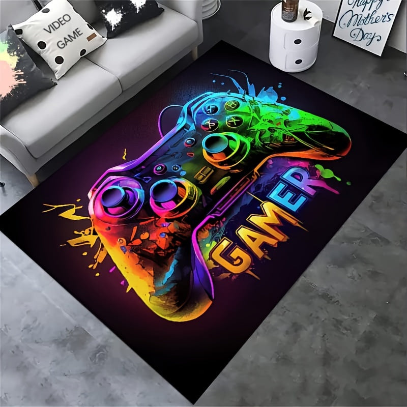Gaming Rug for Boys Room with Controller Design, Indoor Area Rug for Game Rooms and Bedrooms