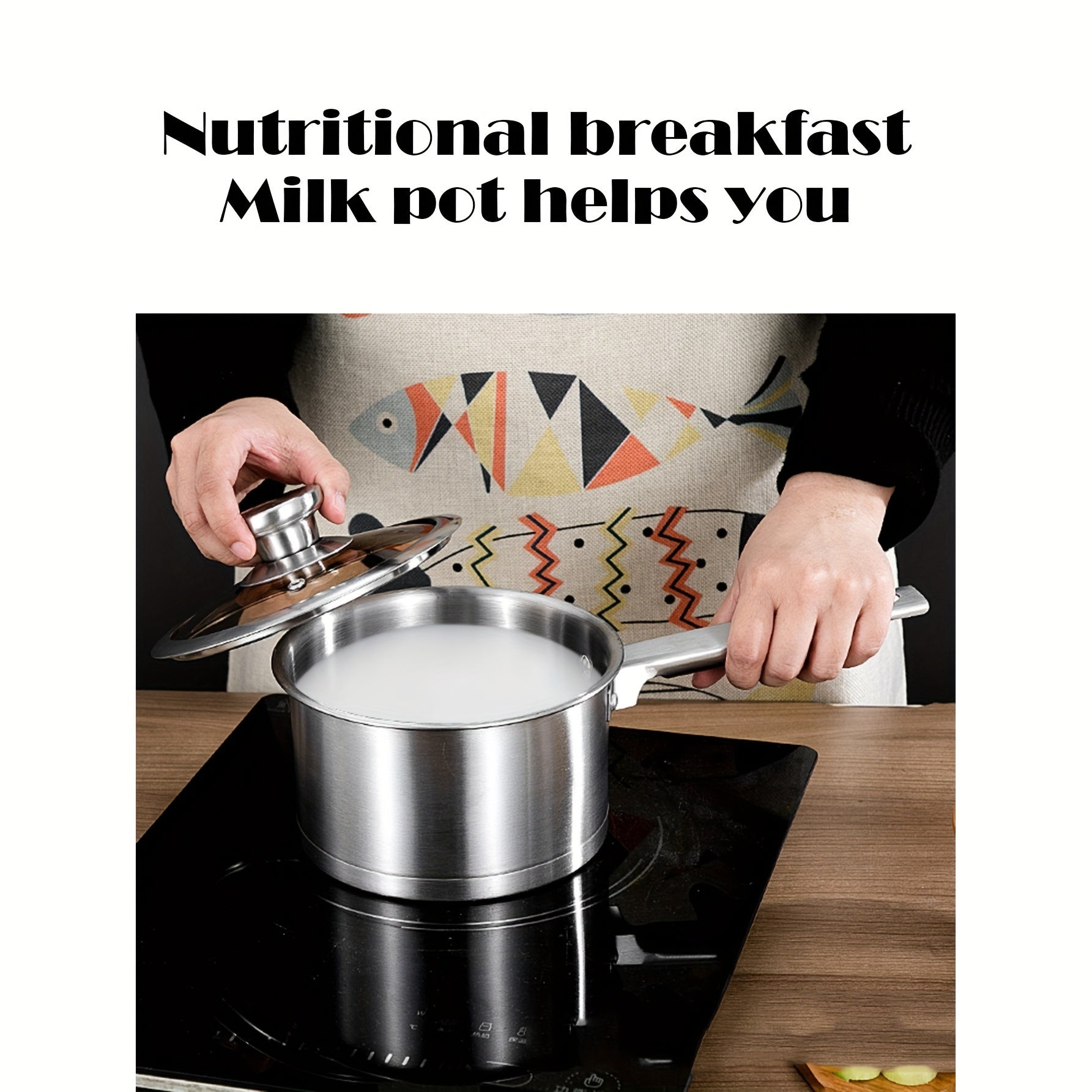 Stainless Steel Kitchen Utensil Set with Pot Frying Pan and Milk Pot