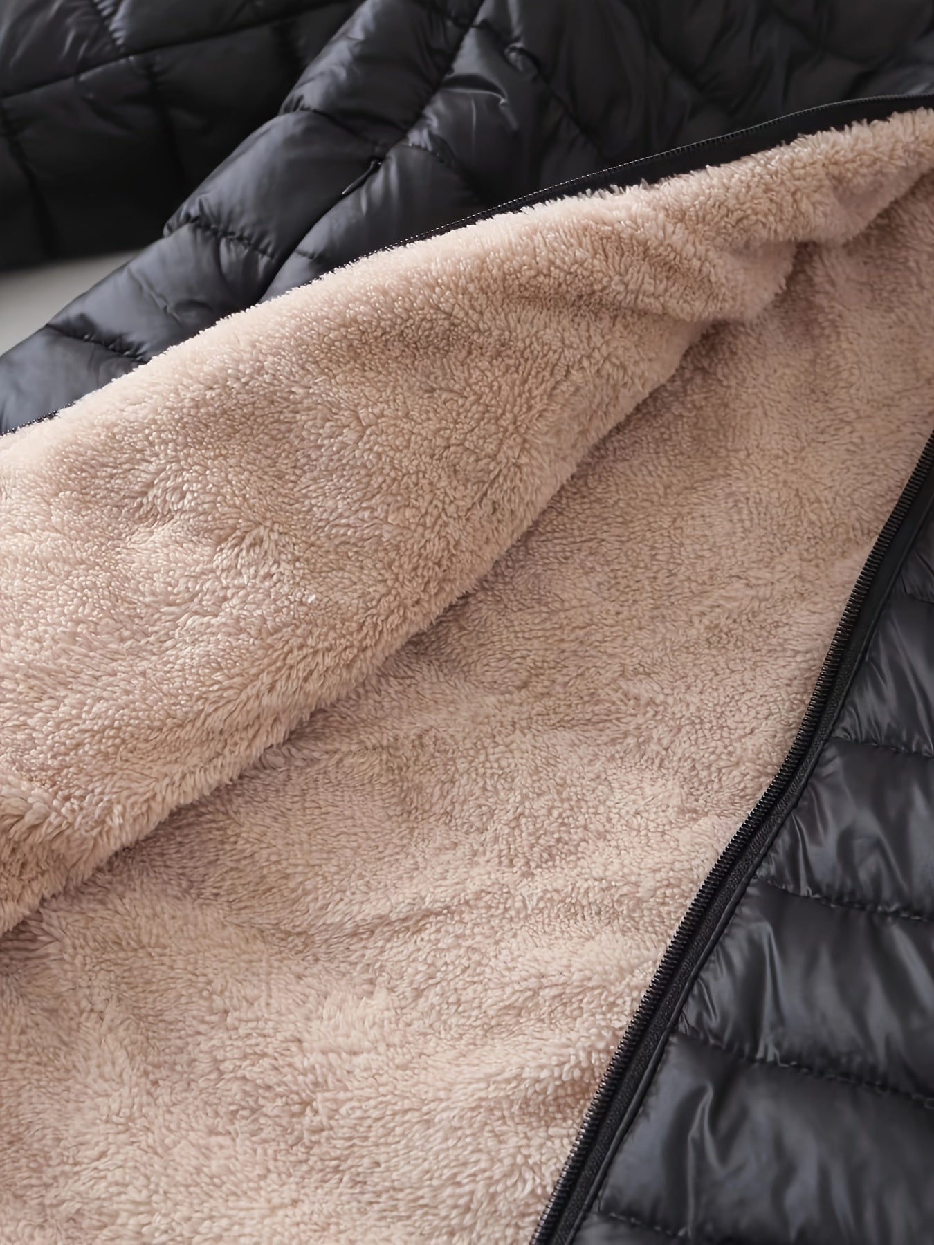 Women's Waterproof Fleece Lined Zip Up Coat Midi Long Sleeve Casual Polyester