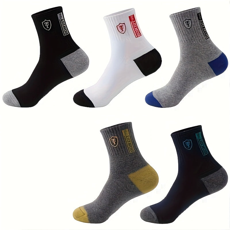 Men's Socks 5 Pairs Breathable Soft Knit Polyester Casual Wear Autumn Winter