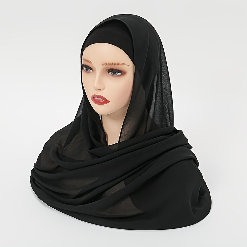 Set of Two Elastic Chiffon Undercap Scarves with Breathable Inner Hijab Cap and Sunscreen Hijab