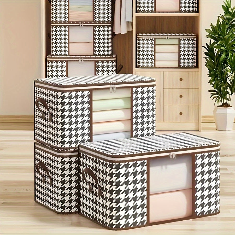 Lightweight Storage Bag with Houndstooth Window Large Capacity Travel Wardrobe Organizer