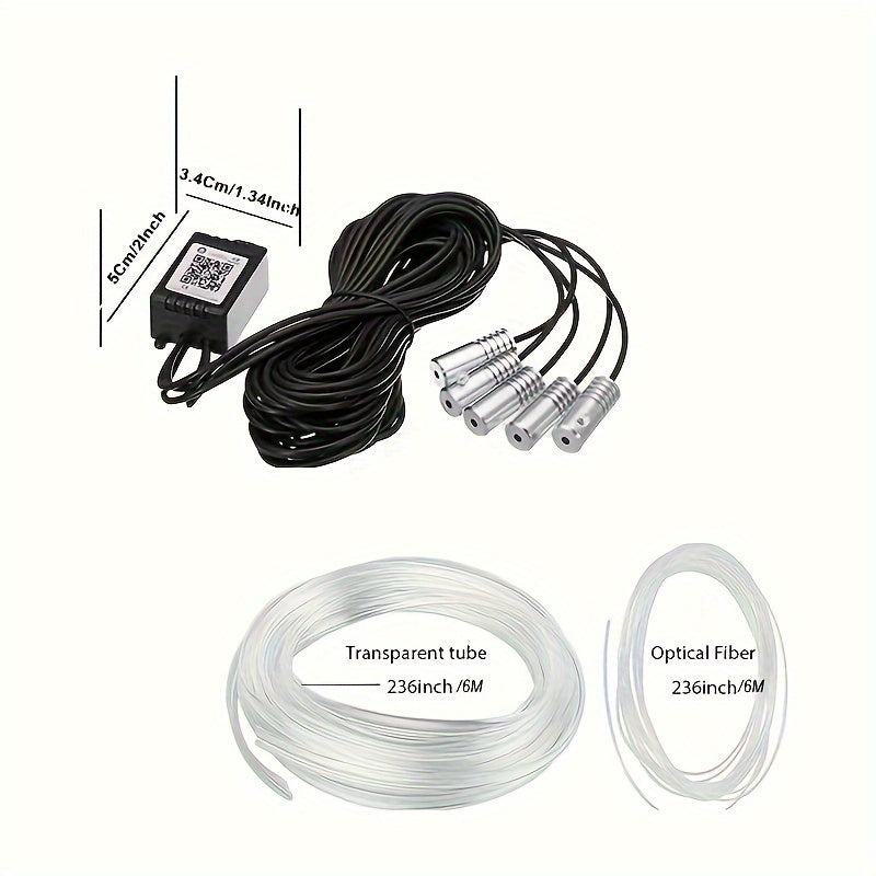 Wireless Car LED Strip Light 6m RGB Fiber Optic Neon Atmosphere Decoration