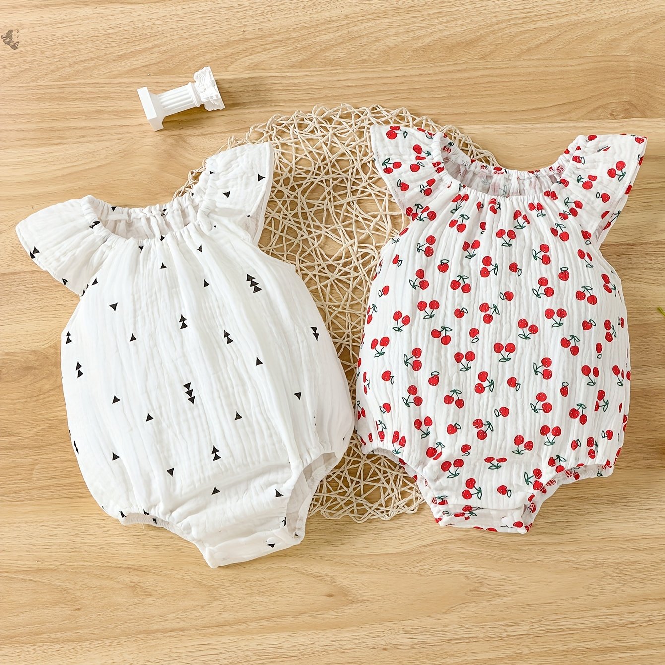 Baby Girls Summer Cotton Rompers with Cute Prints for Outdoor Wear