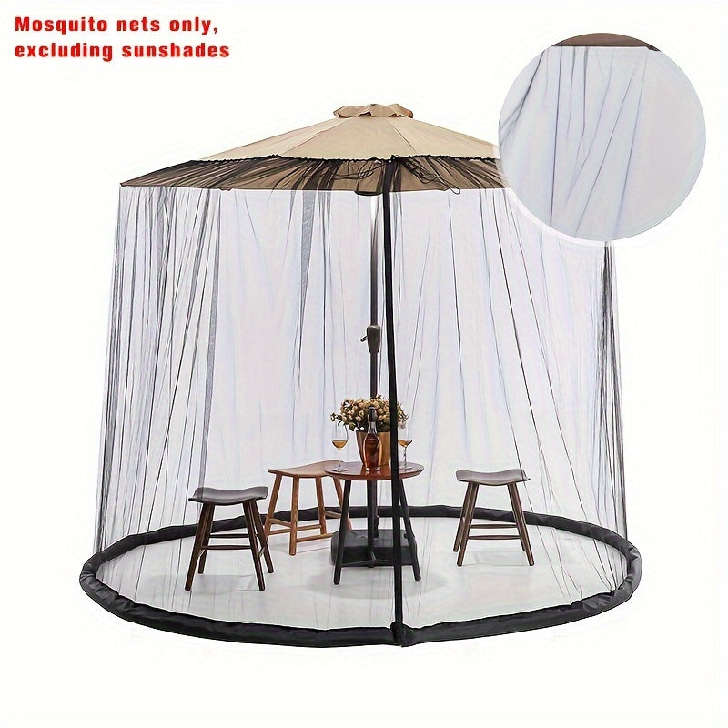 Patio Umbrella Cover Mosquito Net with Double Zipper Door and Adjustable Drawstring for 3.05 Meter Outdoor Garden Umbrellas