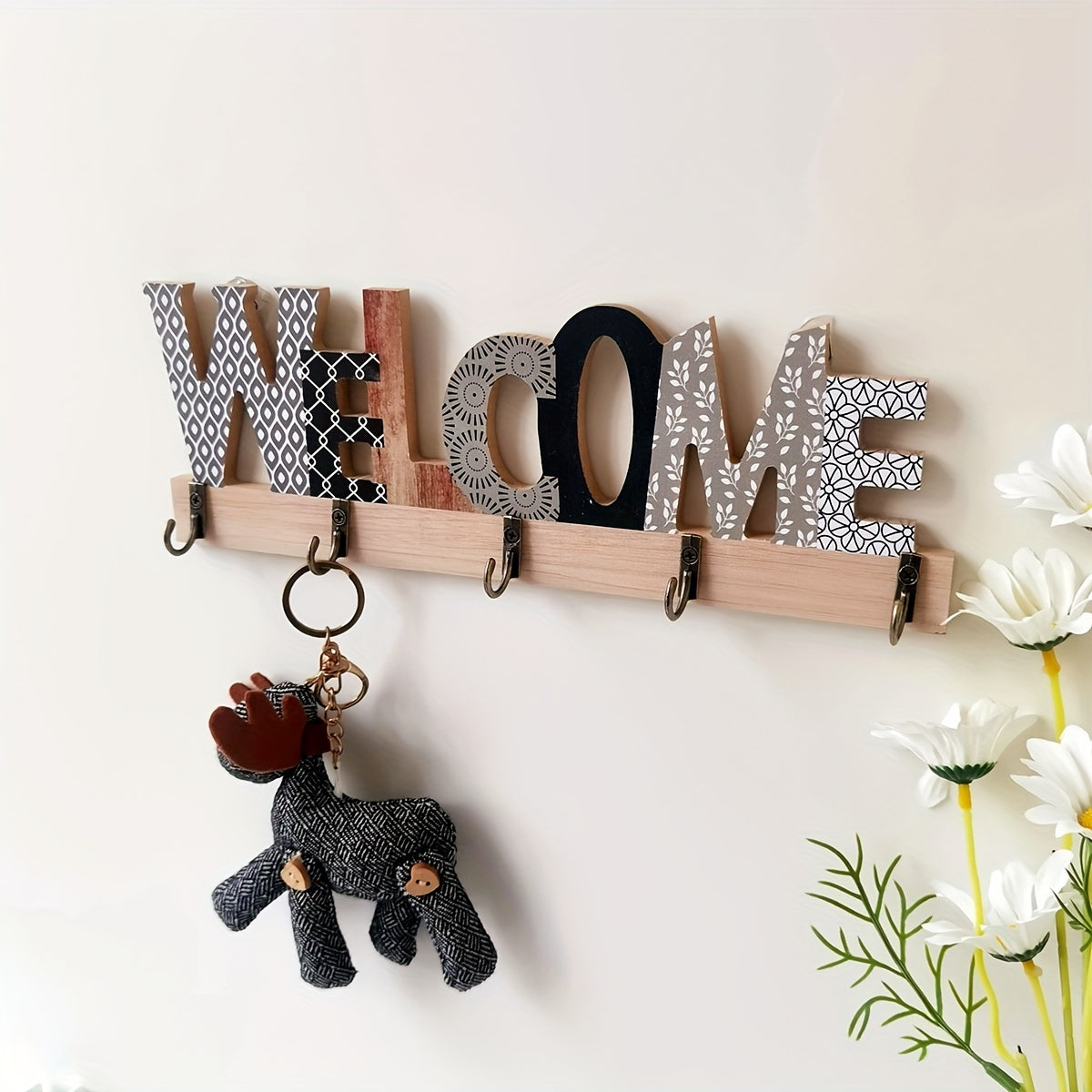 Letter Design Wall Key Holder for Door Hat Bag Housewarming Gift