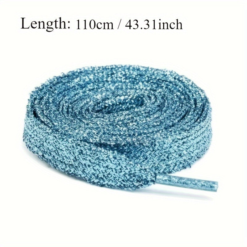 Women's Glitter Flare Flat Shoe Laces Cord for Sneakers