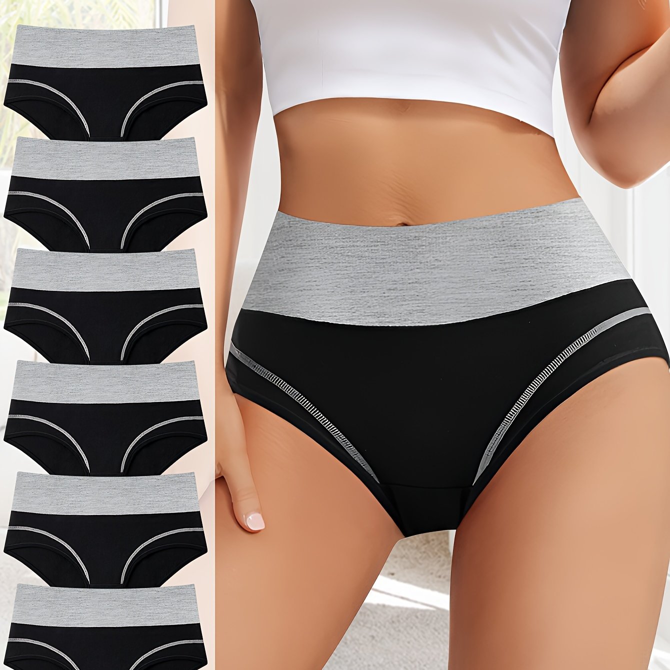 Women's Colorblock Briefs Stretchy Breathable Lingerie Set