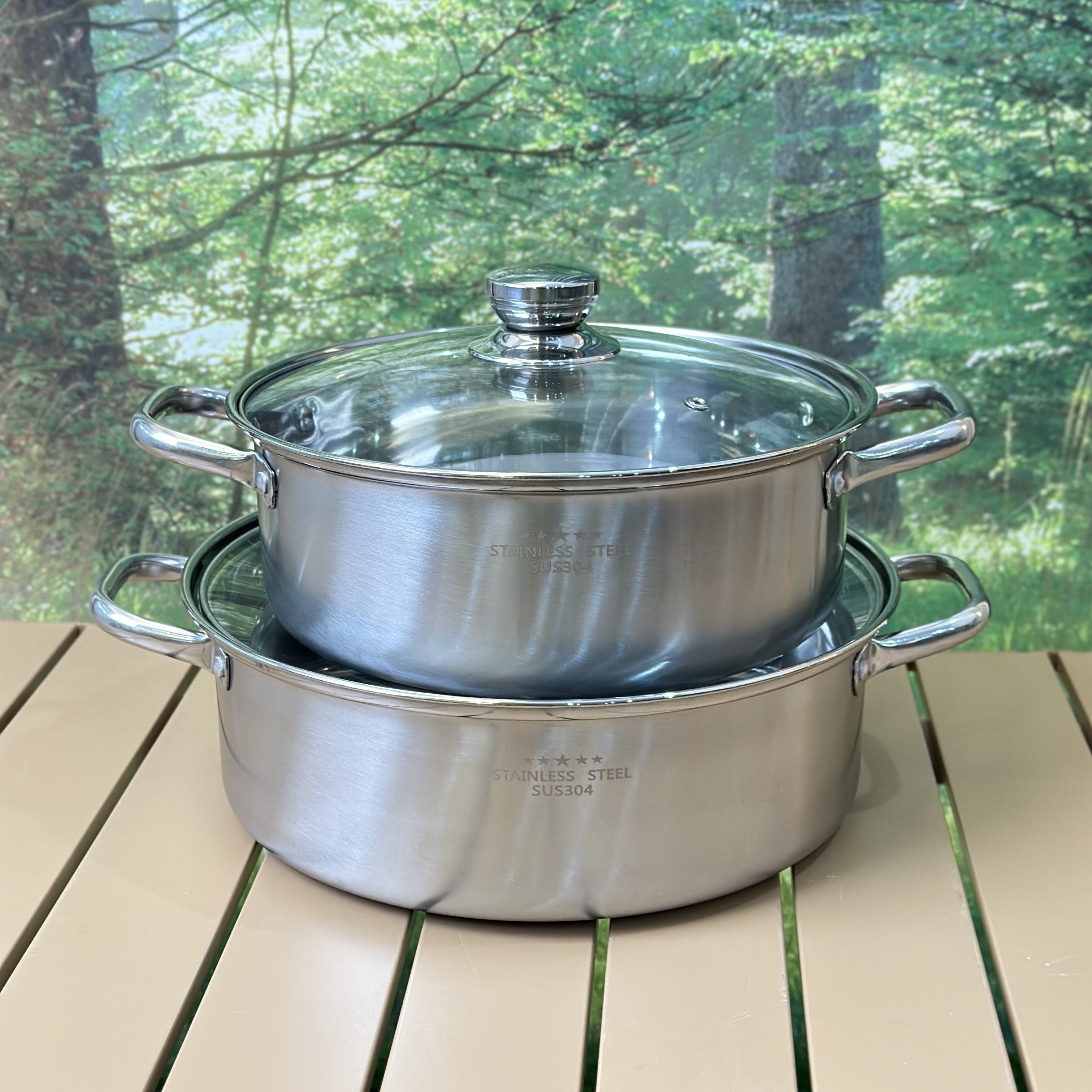 Olla de sopa caliente de acero inoxidable 304 con fondo de tres capas para hogar y restaurante