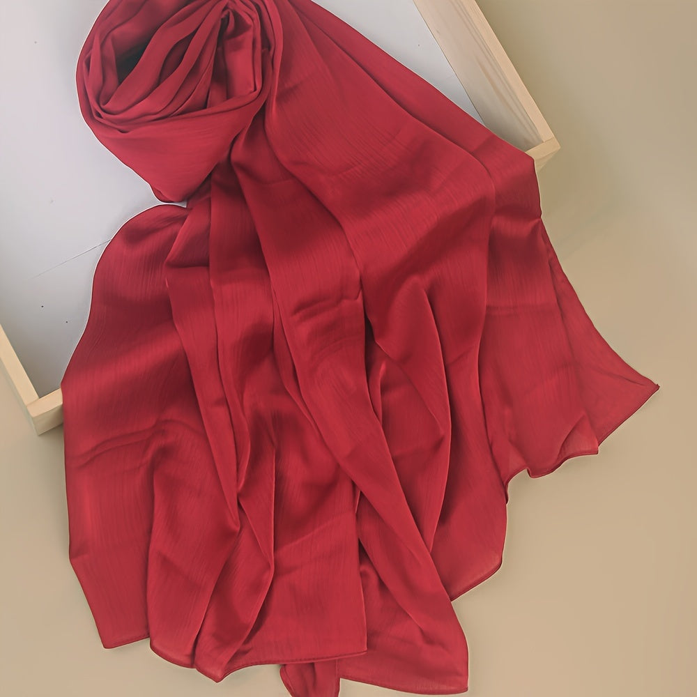 Pañuelo de cabeza clásico plisado de color sólido para uso casual, viaje y actividades al aire libre