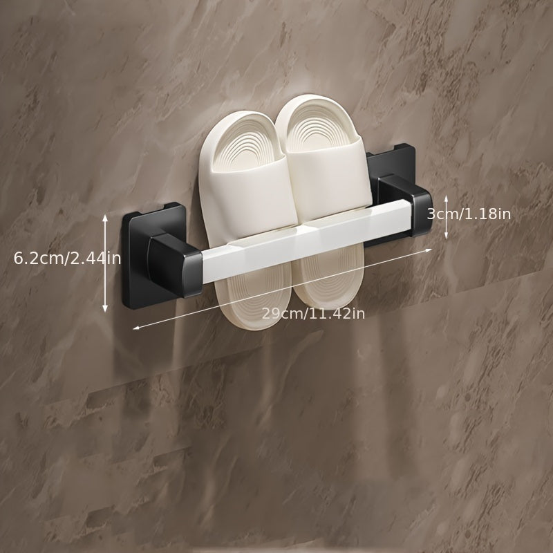 Wall-Mounted Shoe Organizer Bathroom Space-Saving No-Drill Metal Slipper Rack
