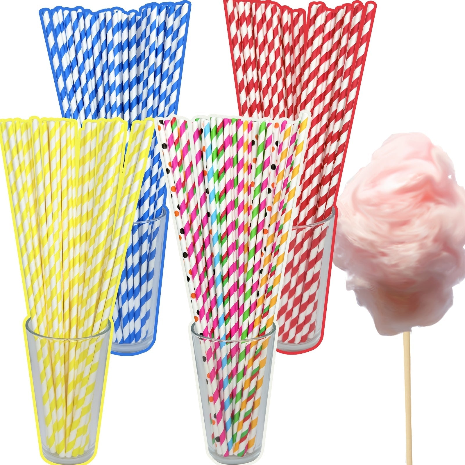 Colorful Candy Spoons Disposable Paper Sticks for Flower-Shaped Candy 6x350mm Pack of 100