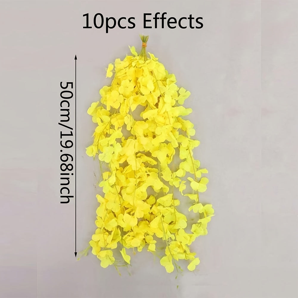 Sun'iy Wisteria garlandi 10 ta to'plam ichki tashqi bezak uchun plastmassa, to'ylar, takliflar