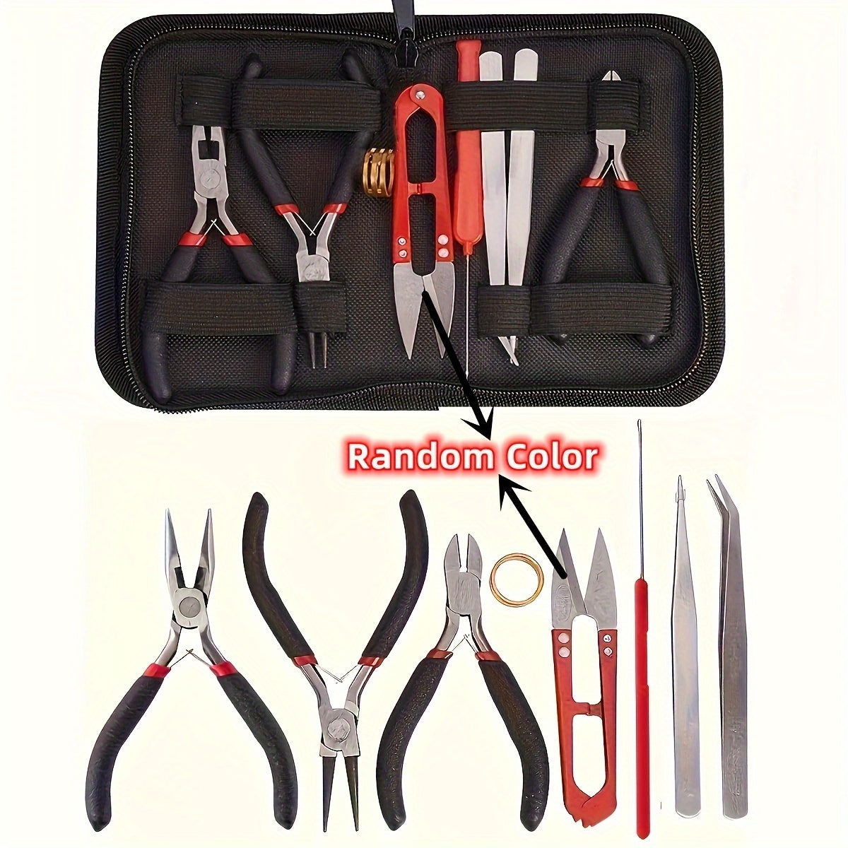 8-Piece Jewelry Making Kit with Pliers Scissors Tweezers and Jump Ring Opener for Crafting and Repairs
