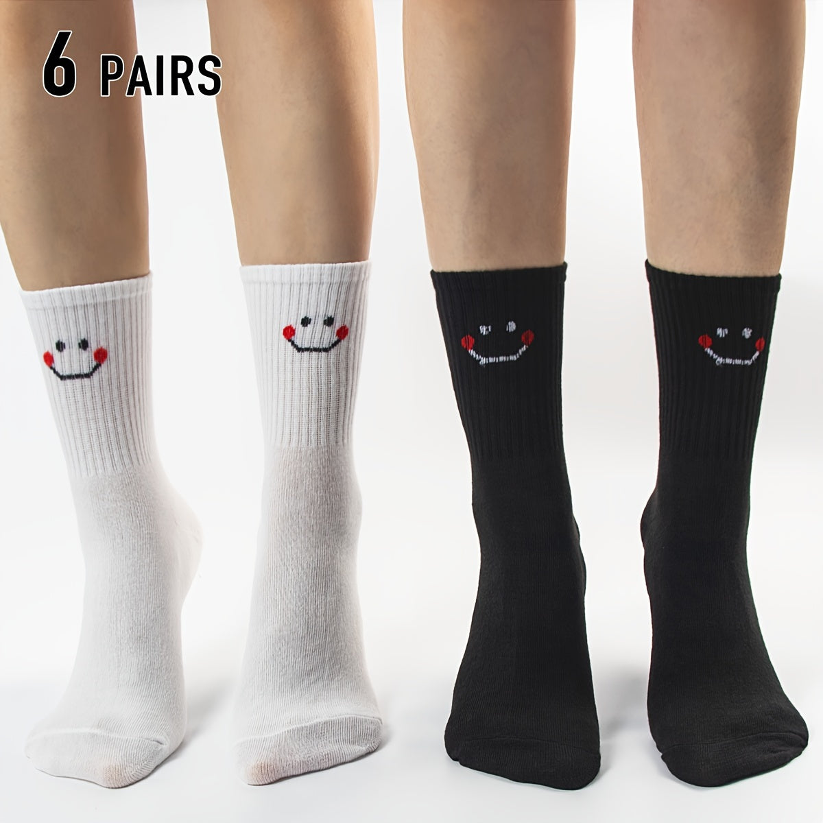 Women's Mid-Calf Socks Set of 3 Black White Gray Solid Comfortable Knit Fashionable