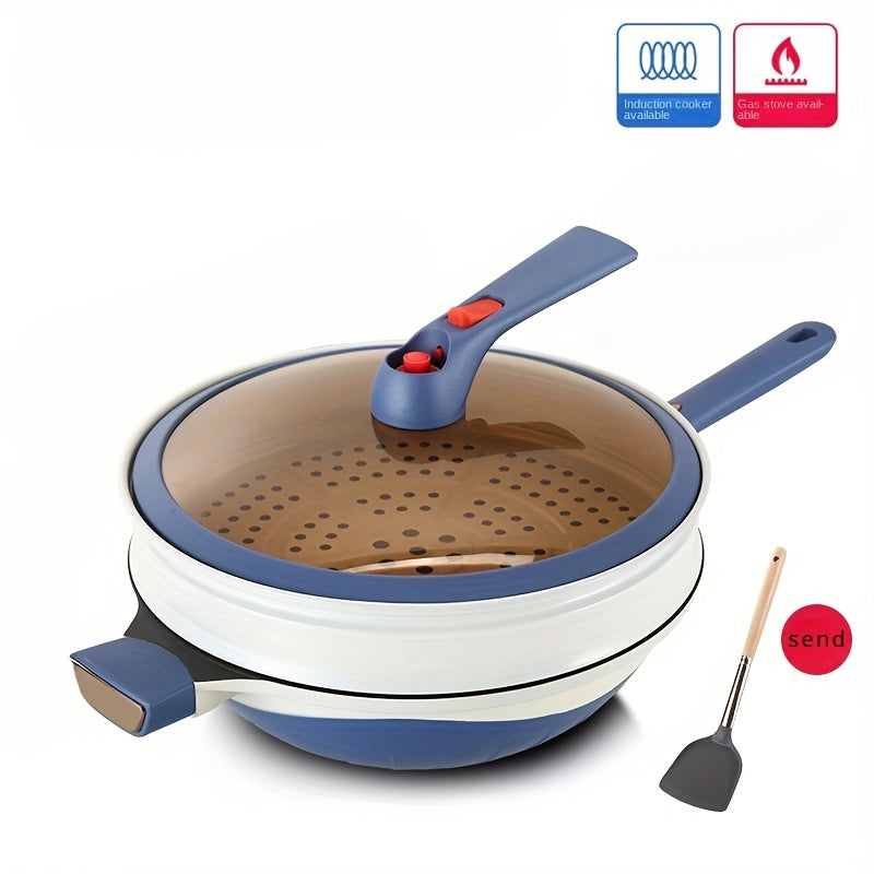 Titanium Wok 32cm with Steamer Non-Stick Flat Bottom for All Stovetops