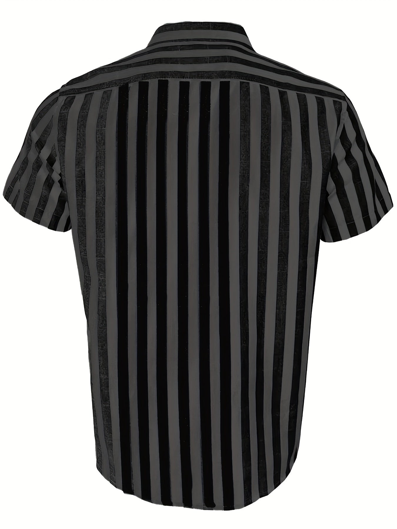 Men's Summer Striped Business Shirt Short Sleeve Regular Fit Polyester Elastane Lightweight Workwear