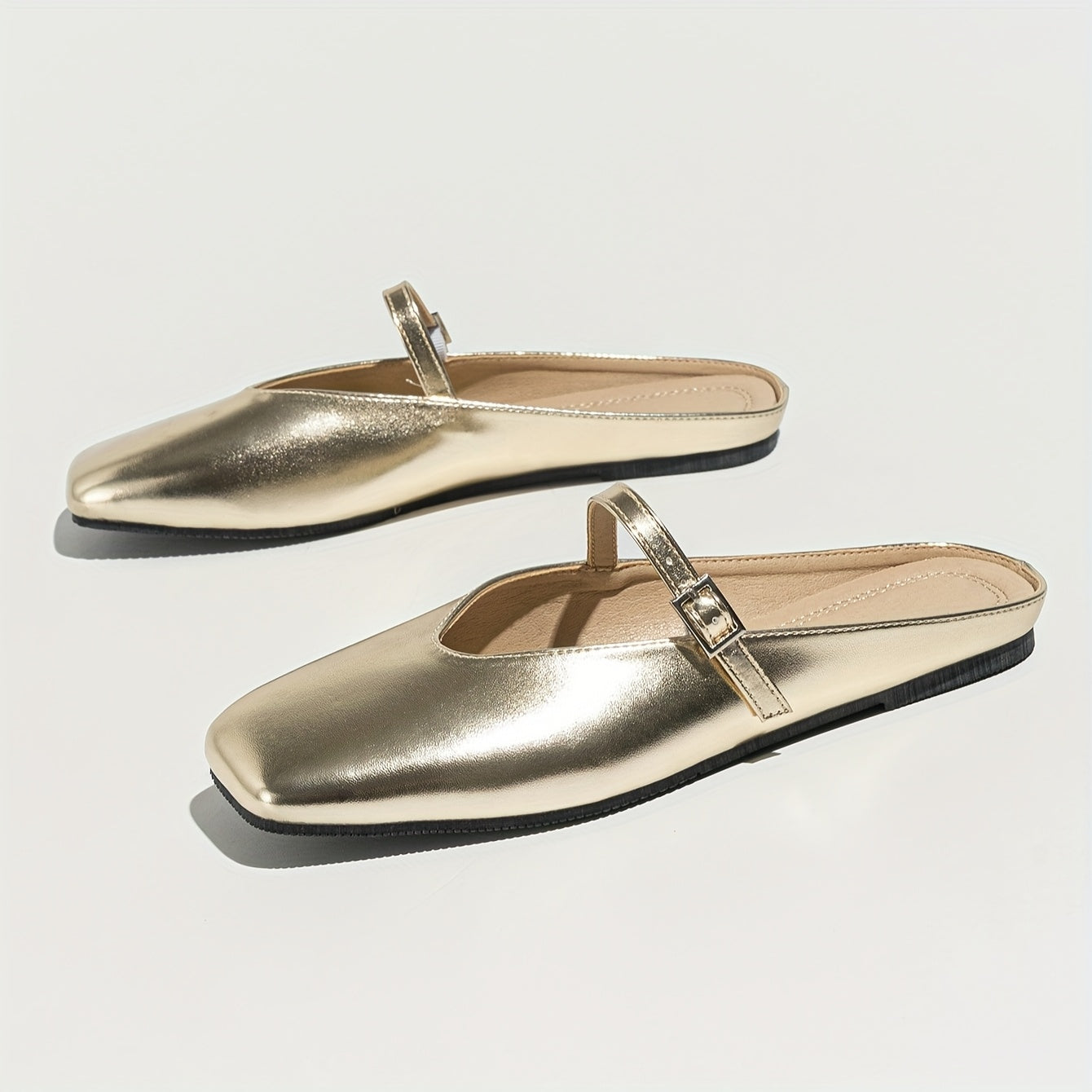 Women's Summer Slip-On Silver Mary Jane Half Slippers