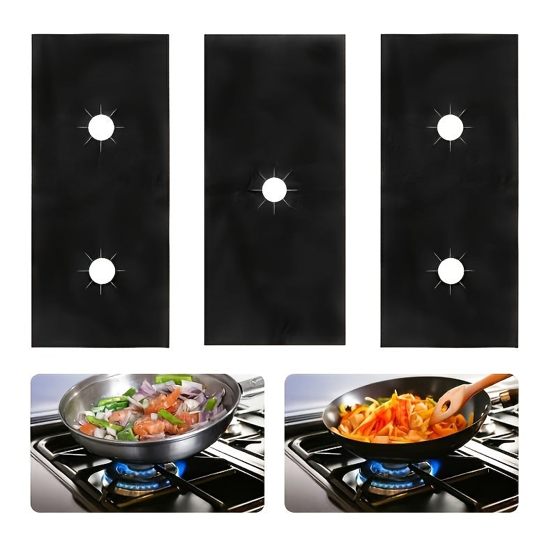 Set of 3 Reusable Gas Stove Protectors Non-Stick Heat-Resistant Easy-to-Clean Covers