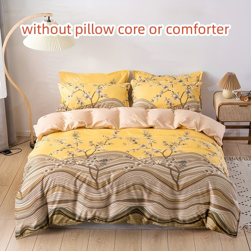 4-Piece Floral Bedding Set All Seasons Small Skin-Friendly Polyester Woven