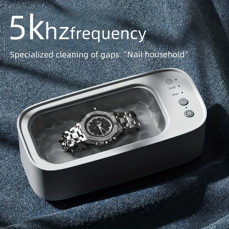Portable 45kHz Glass Cleaner for Jewelry and Contact Lenses with Rechargeable Battery