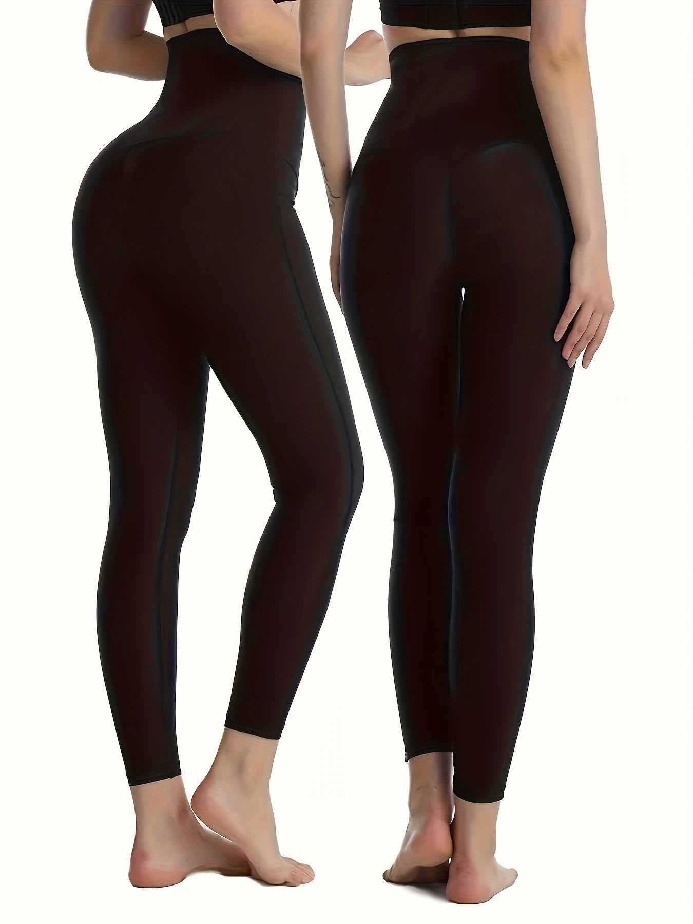 Women's Athletic Shaping Pants Yoga Waist Sweat Micro Elastic Knit Solid