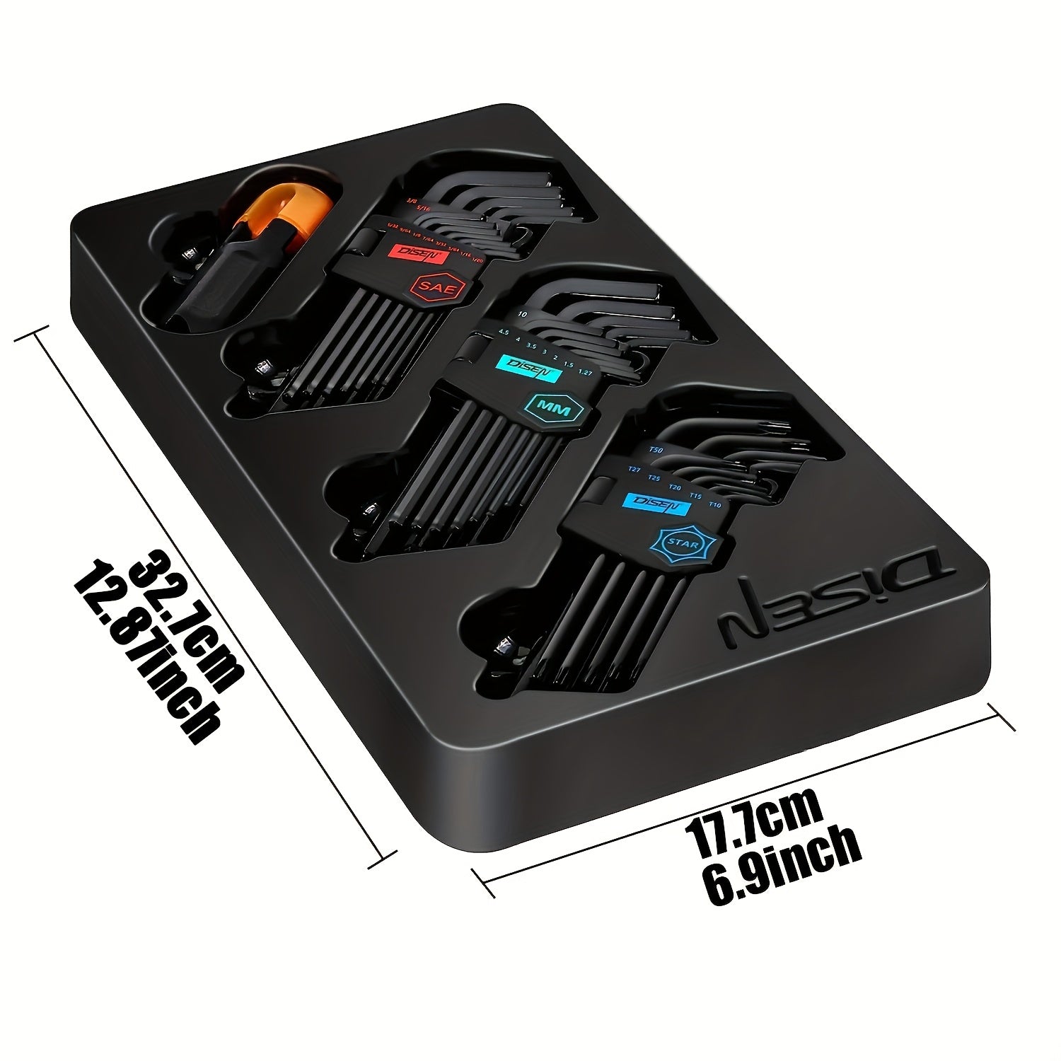 36-Piece SAE and Metric Allen Wrench Set with Torx and Ball Head