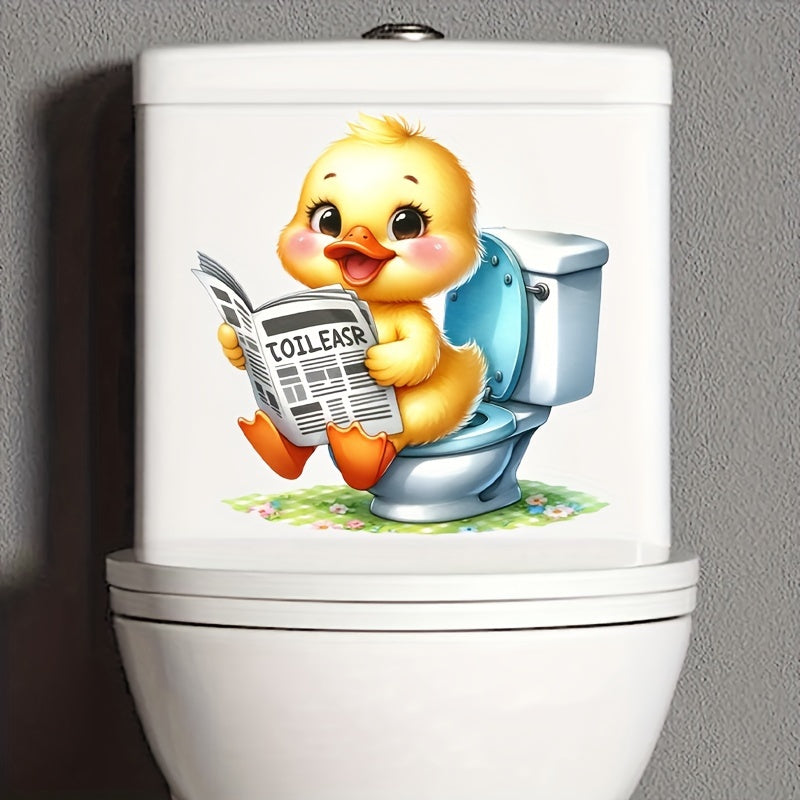 Cute Duckling Bathroom Decal Waterproof Self-Adhesive Animal Theme Square Reusable Decor