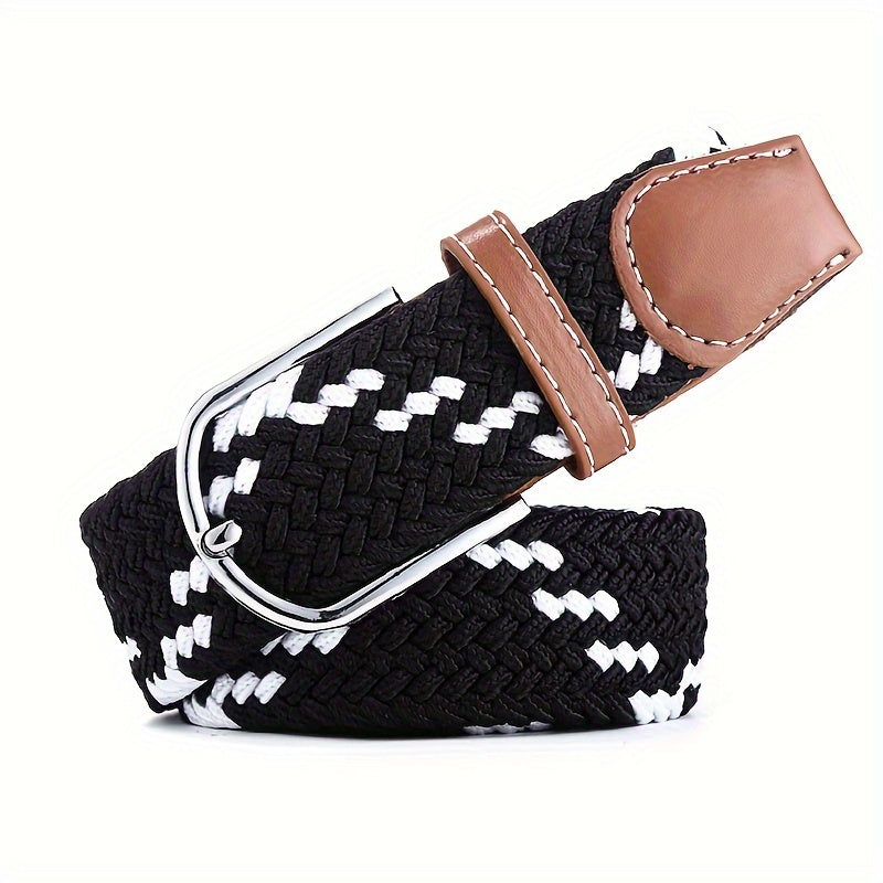 Women's Braided Elastic Belt with Woven Design for Golf and Casual Wear
