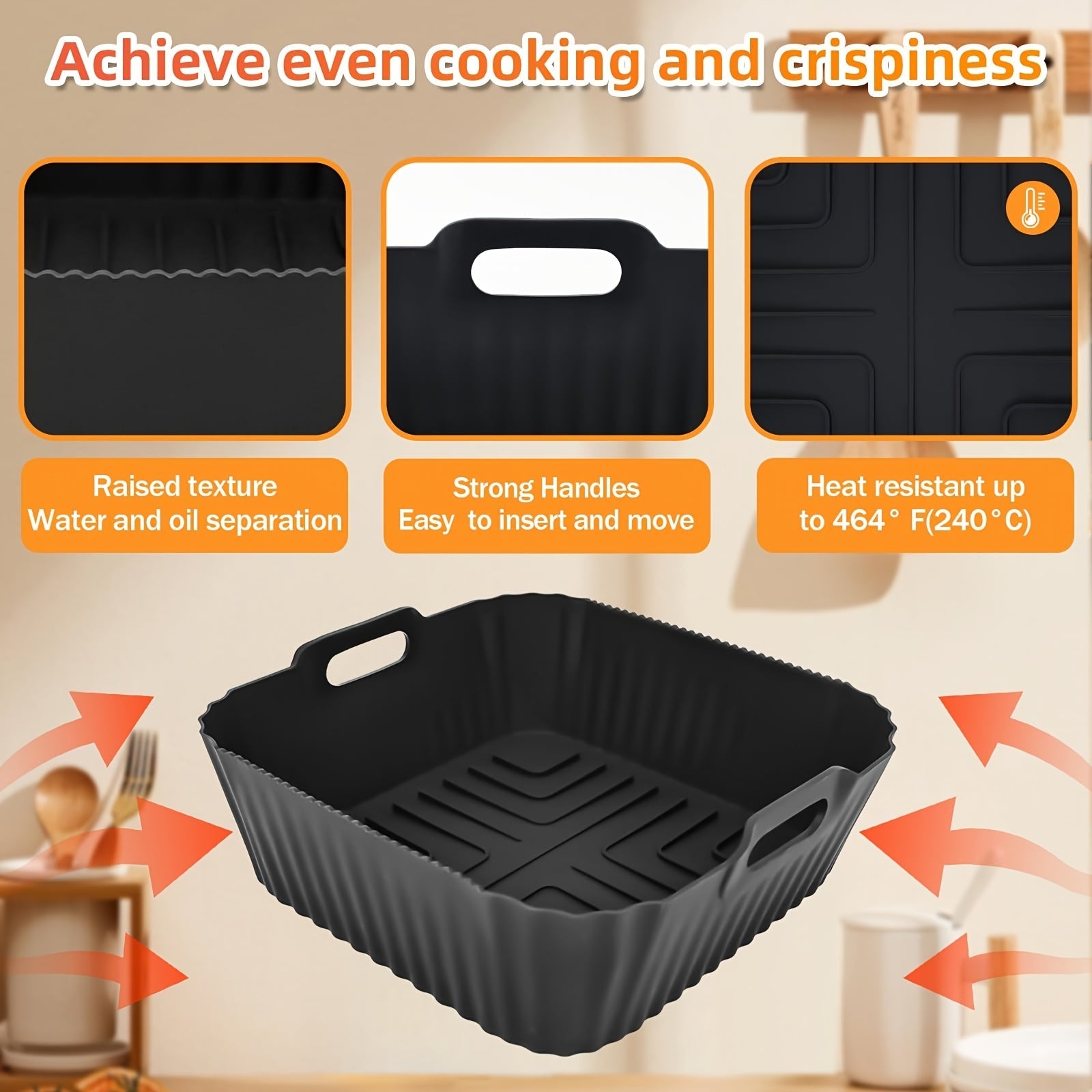 Silicone Air Fryer Liners Set for Ninja Crispi FN101GY 4QT and 6 Cup Non-Stick Reusable