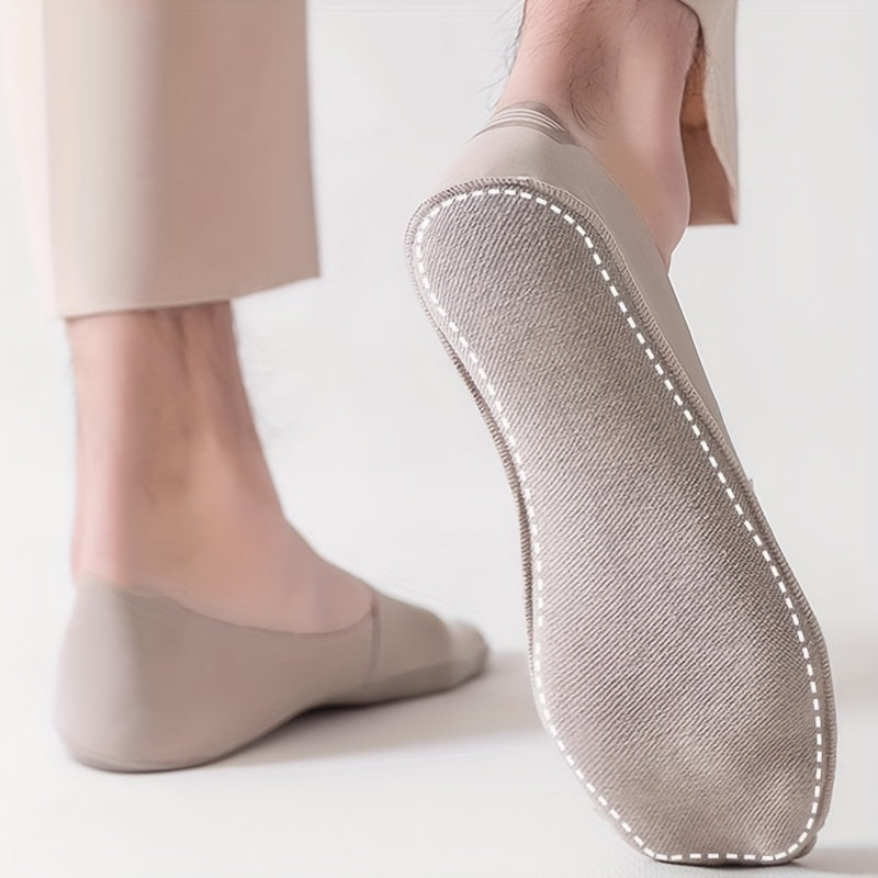 Erkaklar uchun qora yozgi no-show paypoqlar - sirpanmaydigan polyester, ingichka va nafas oladigan, mashinada yuvish mumkin, bir rangda