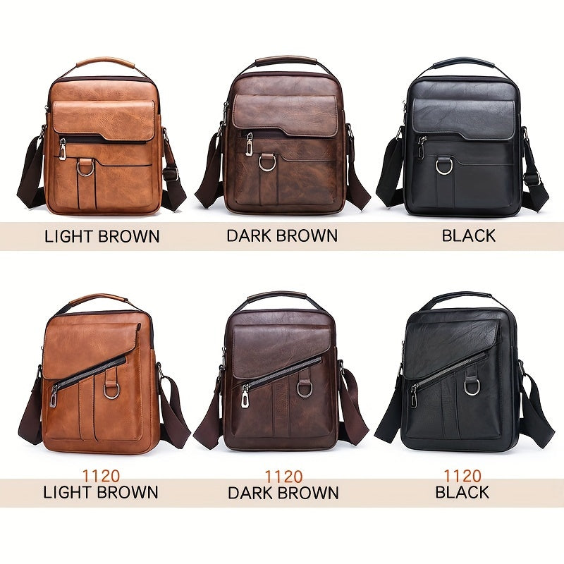 Men's Large Capacity Crossbody Bag with Adjustable Strap Multi-Pocket Durable Solid Color for Daily Commute and Travel