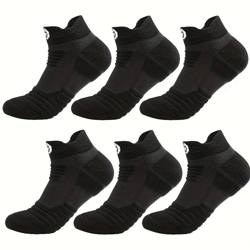 Men's Athletic Socks Breathable Knit Geometric Pattern 6 Pairs