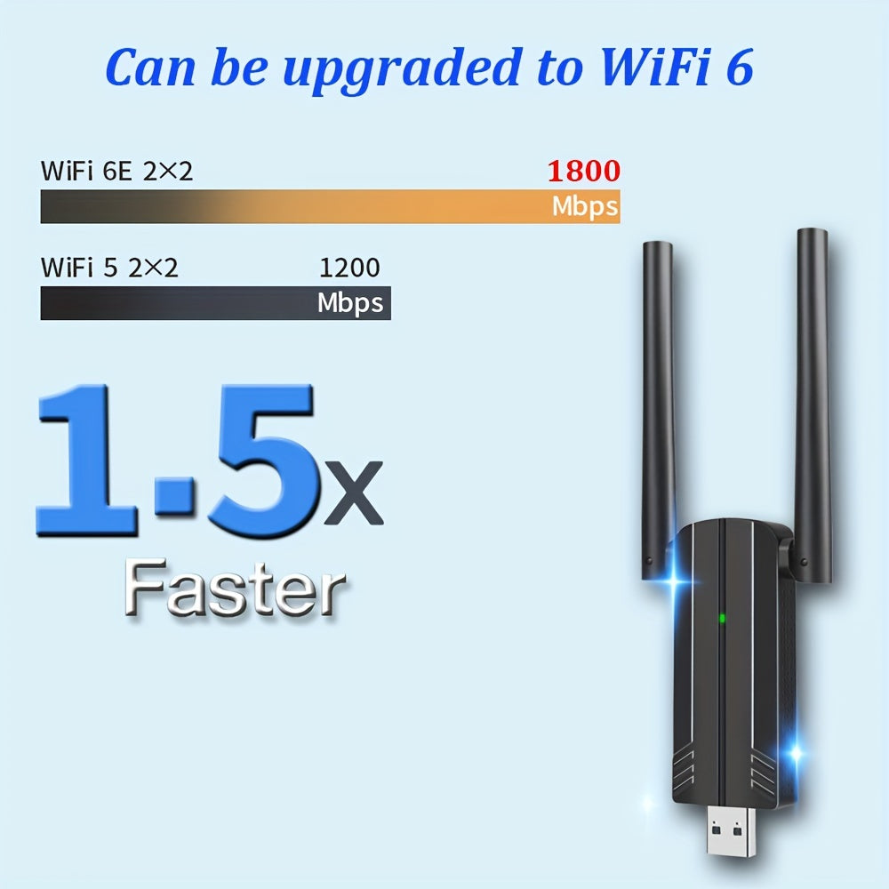 WiFi 6 USB Adapter Dual Band AX1800 for PC Windows 7 10 11