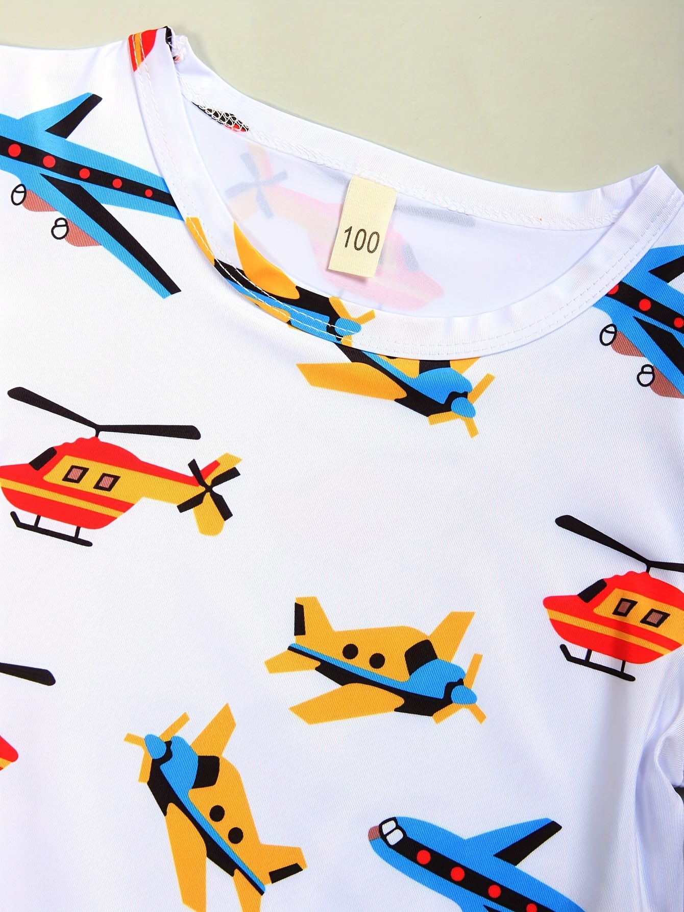 Kids Boys and Girls Cartoon Planes Print T-Shirt Summer Casual Polyester