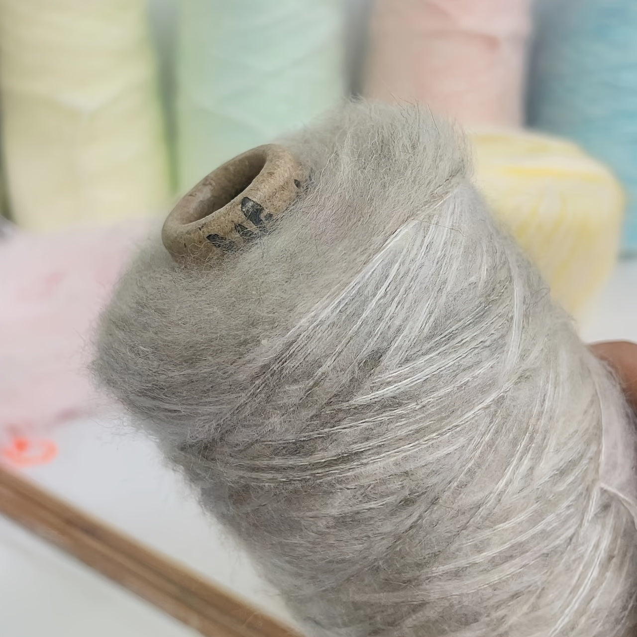 200g Mohair and Acrylic Yarn for Knitting Scarves Sweaters White 1mm Thick